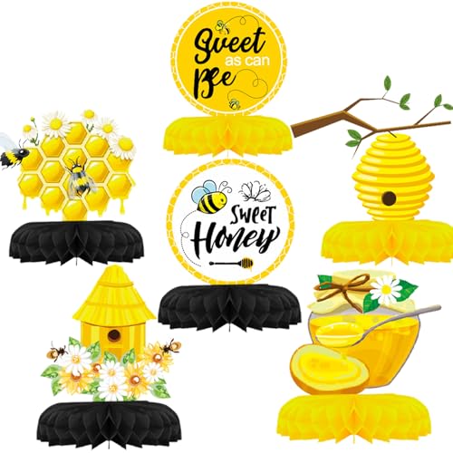 YUEcthynous Bienen Party Honeycomb Ornament,6 Stück Honigbienen Mittelstück Wabendekoration Gelbe Bienenwaben Tischdeko mit Bee für Bienentag Geschlecht Verkünden Geburtstag Party Dekoration YUEcthynous Bienen Party Honeycomb Ornament,6 Stück Honigbienen Mittelstück Wabendekoration Gelbe Bienenwaben Tischdeko mit Bee für Bienentag Geschlecht Verkünden Geburtstag Party Dekoration von YUEcthynous