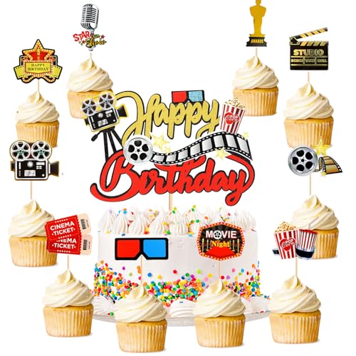 YUEcthynous Filmabend Cake Topper Geburtstag 11 Stück Film-Thema Tortendeko Hollywood Film Party Kuchen Dekorationen Zubehör Geeignet für Geburtstagsfeiern, Hochzeiten, Babyparty Cake Topper YUEcthynous Filmabend Cake Topper Geburtstag 11 Stück Film-Thema Tortendeko Hollywood Film Party Kuchen Dekorationen Zubehör Geeignet für Geburtstagsfeiern, Hochzeiten, Babyparty Cake Topper von YUEcthynous