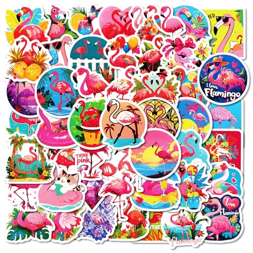 YUEcthynous Flamingo Graffiti Aufkleber,100 Stück Flamingo Aufkleber Tropische Strände Hawaii Aufkleber DIY Gitarre Gepäck Auto Laptop Aufkleber Clipboard Flamingo Graffiti Aufkleber von YUEcthynous
