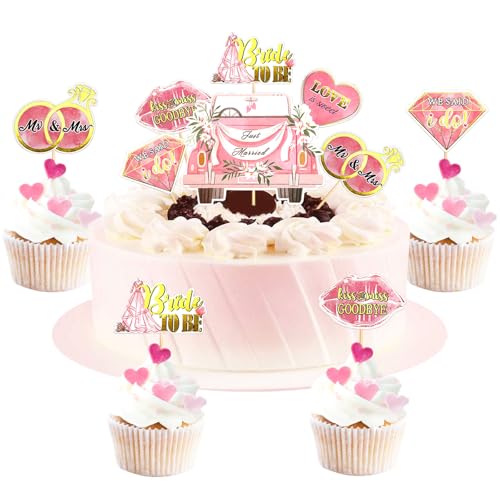 YUEcthynous Hochzeitstorte Dekoration,11 Stück Braut und Bräutigam Jubiläum Party Kuchen Dekoration Hochzeitstorte Topper mit Strass Mr & Mrs Deko für Mädchen Jahrestag Geburtstag Partei von YUEcthynous