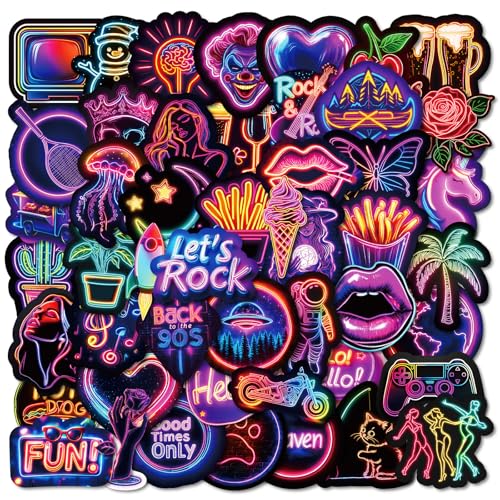 YUEcthynous Neon Sticker Set,Neon Graffiti Aufkleber,100 Stücke Kinder Vinyl Coole Graffiti Sticker Vintage Graffiti Decal Aufkleber für Skateboard Laptop Koffer Helm Motorrad Auto Fahrrad Computer von YUEcthynous