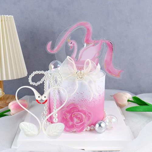 YUEcthynous Schwan Kuchen Dekoration,Schwan Geburtstag Party Dekorationen,Mädchen Kuchen Dekoration,Verwendet für Valentinstag,Hochzeiten,Geburtstage,Jubiläen(Rosa) von YUEcthynous