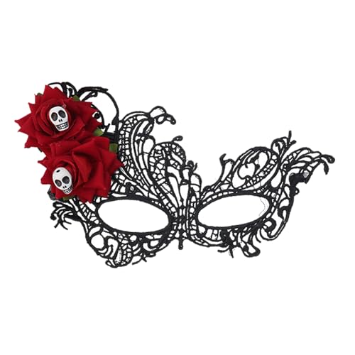 YUEcthynous Venezianische Maske Damen,Lace Masquerade Masks for Women,Red with Roses,Spinnen,Skelette,für Halloween Spinnen Verkleidung für Karneval Maskenball Party(Skelett) von YUEcthynous