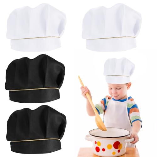 YUFFQOPC 4 Stück Kinder Kochmütze, Weiß Schwarz Kochmütze Kinder Kinderkochmütze Klettverschluss Verstellba Kochen Backen Gastronomie Haus Küche Schule und Restaurant YUFFQOPC 4 Stück Kinder Kochmütze, Weiß Schwarz Kochmütze Kinder Kinderkochmütze Klettverschluss Verstellba Kochen Backen Gastronomie Haus Küche Schule und Restaurant von YUFFQOPC