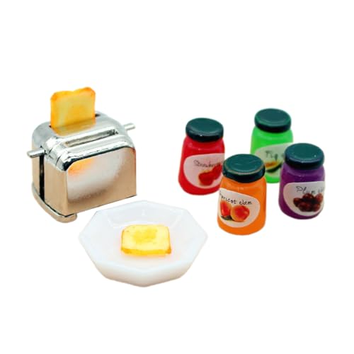 1/12 Miniatur Toaster Und Marmeladen Set Model Figure Kitchen Display Zubehör Für Kinder Imaginativen Spielen Und Dollhouses Decors von YUGSHNKFC