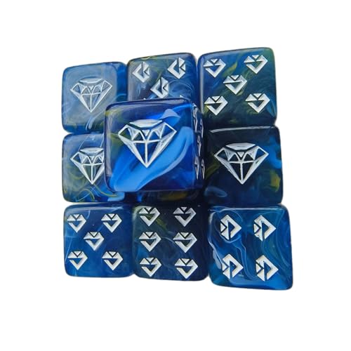 10 einzigartige Acryl-Schmuckmuster-Würfel, runde Ecken, Rollenspiel, 6-seitiges Tischspiel, glatte Oberflächen, Acrylwürfel, Geschenk von YUGSHNKFC
