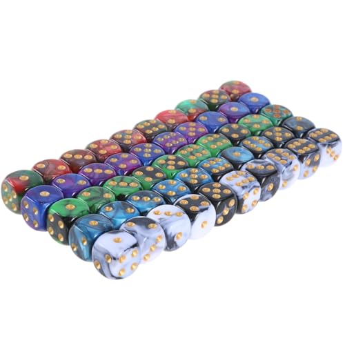 50 einzigartige Acryl-Doppelfarben-Würfel, runde Ecken, Rollenspiel-Würfel, 6-seitig, Tischspiel-Würfel, glatte Oberflächen von YUGSHNKFC