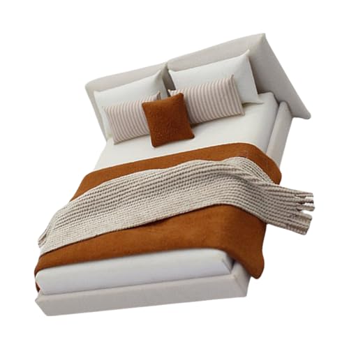 Kreative Miniatur-Schlafzimmermöbel im Maßstab 1:20, realistische Doppelbett-Modell-Figur mit Bettzeug, Puppenhäuser, Szenendekoration Kreative Miniatur-Schlafzimmermöbel im Maßstab 1:20, realistische Doppelbett-Modell-Figur mit Bettzeug, Puppenhäuser, Szenendekoration von YUGSHNKFC