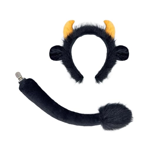 YUGSHNKFC 1/2-teiliges Tier-Yak-Kostüm-Set mit Yaks-Ohren, Stirnband, Yaks-Schwanz, Zubehör für Halloween, Fasching, Party, Requisiten, Geschenke YUGSHNKFC 1/2-teiliges Tier-Yak-Kostüm-Set mit Yaks-Ohren, Stirnband, Yaks-Schwanz, Zubehör für Halloween, Fasching, Party, Requisiten, Geschenke von YUGSHNKFC