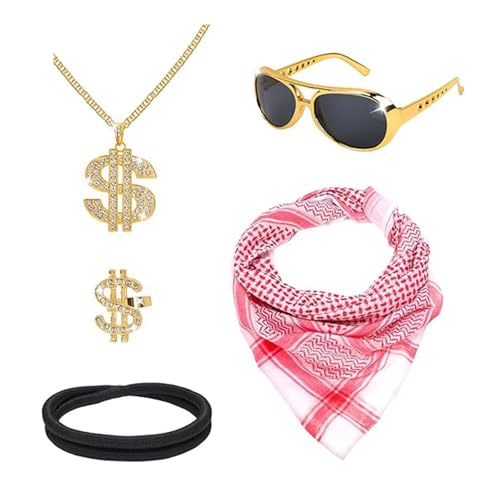 YUGSHNKFC 1 Set Arabische Kostüm Set Men Arabian Kostümzubehör Mit Kopfwickelschalkette Stirnband Für Halloween Party von YUGSHNKFC