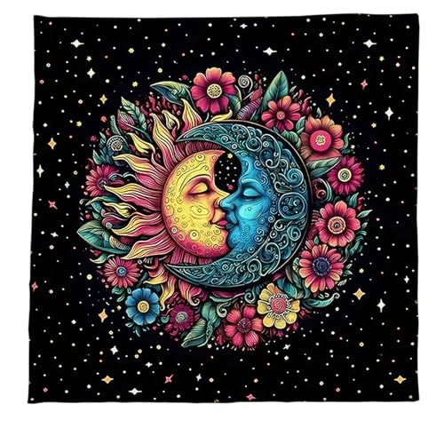YUGSHNKFC 1. Sun Moon Eule Tarot Tischdecke Astrologie Abdeckung Wahrsagierende Wandteppich Deck Matte Altäre Tarotkarten Tuch von YUGSHNKFC
