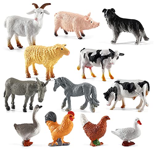 YUGSHNKFC 12pcs Farm Figuren Cartoon Realstic Statue PVC Farm Scheune Spielset Für Kuchendekoration von YUGSHNKFC