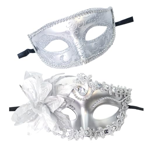 YUGSHNKFC 2 Stück Maskerade Halbgesichtskostüm Party Venezianer Halloween Abend Abschlussbälle von YUGSHNKFC