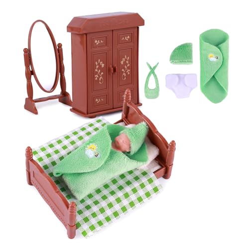 YUGSHNKFC 3inch Realistisches Silikonschlafbabypuppen Miniatur Säuglingspuppe Mit Kindergartenmöbel Und Bett Für Kinderspaß YUGSHNKFC 3inch Realistisches Silikonschlafbabypuppen Miniatur Säuglingspuppe Mit Kindergartenmöbel Und Bett Für Kinderspaß von YUGSHNKFC