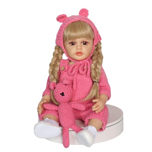 YUGSHNKFC 55 cm Wiedergeburt Kleinkind Populäre Realistische Mädchenpuppe Mit Blonden Zöpfen Häkelbär Spielzeug Weiche Körperqualität Handgefertigte YUGSHNKFC 55 cm Wiedergeburt Kleinkind Populäre Realistische Mädchenpuppe Mit Blonden Zöpfen Häkelbär Spielzeug Weiche Körperqualität Handgefertigte von YUGSHNKFC