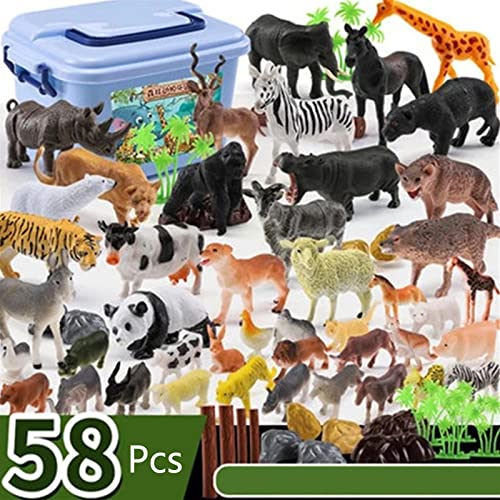 YUGSHNKFC 58pcs Simulation Wildlife Figur Weich PVC Lebendem Modell Elefant Löwe Interaktive Zimmerdekoration Jungle Kapsel von YUGSHNKFC