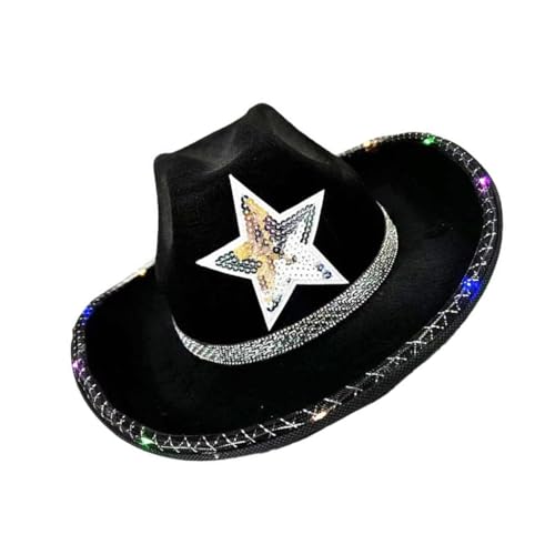 YUGSHNKFC Cowgirl-Hut mit Schmucksteinen, schwer, beleuchtet, Panamahut, Überraschung für Mädchen, Jungen, Brauthut für Karneval, Musikfestival YUGSHNKFC Cowgirl-Hut mit Schmucksteinen, schwer, beleuchtet, Panamahut, Überraschung für Mädchen, Jungen, Brauthut für Karneval, Musikfestival von YUGSHNKFC