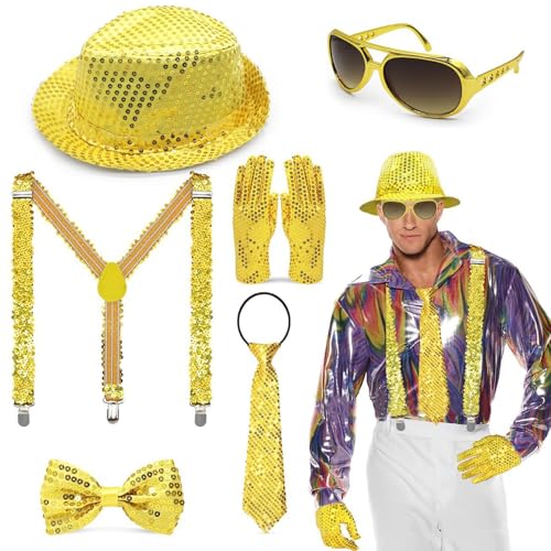 YUGSHNKFC Dances Star Kostüm Für Männer 80er 90er Bühnenoutfit Pailletten Handschuhe Krawatten Pailletten Für Geburtstag Halloween Cosplay Party YUGSHNKFC Dances Star Kostüm Für Männer 80er 90er Bühnenoutfit Pailletten Handschuhe Krawatten Pailletten Für Geburtstag Halloween Cosplay Party von YUGSHNKFC