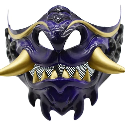 YUGSHNKFC Devil Samurais Halbgesicht Party Halloween Cosplay Masquerade Japanisch Für Karnevale Halloween Masquerade Party Teufel Samurais Japanisch von YUGSHNKFC