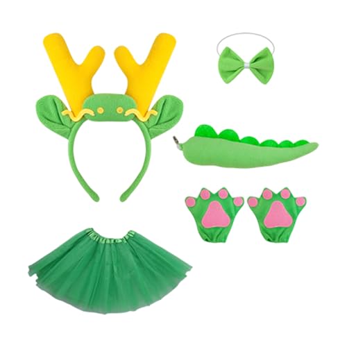 YUGSHNKFC Drachen-Kostüm-Set, Drachenohren, Stirnband, Schwanz, Fliege, Handschuhe, Tutus, Rock für Kinder, Mädchen, Halloween, Weihnachten, Tier, Cosplay YUGSHNKFC Drachen-Kostüm-Set, Drachenohren, Stirnband, Schwanz, Fliege, Handschuhe, Tutus, Rock für Kinder, Mädchen, Halloween, Weihnachten, Tier, Cosplay von YUGSHNKFC