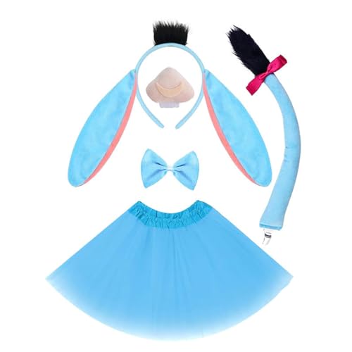 YUGSHNKFC Esel-Ohr-Stirnband, Nase mit Zähnen, Schwanz, Fliege, Rock, Tier-Kostüm, Zubehör für Kinder, Halloween, Geburtstag, Cosplay YUGSHNKFC Esel-Ohr-Stirnband, Nase mit Zähnen, Schwanz, Fliege, Rock, Tier-Kostüm, Zubehör für Kinder, Halloween, Geburtstag, Cosplay von YUGSHNKFC