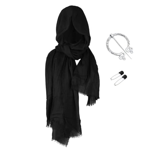 YUGSHNKFC Herren Renaissances-Kostüm Halloween Mittelalter Pirat Halbschulter Umhang Schal Wikinger Kostüm Zubehör Set für Cosplay Mittelalter Piraten Halbschulter Umhang Schal von YUGSHNKFC
