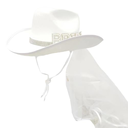 YUGSHNKFC Hochzeit Party für Braut Party Hut mit Schleier Mode Musik Festival Hut Brief Weiß YUGSHNKFC Hochzeit Party für Braut Party Hut mit Schleier Mode Musik Festival Hut Brief Weiß von YUGSHNKFC