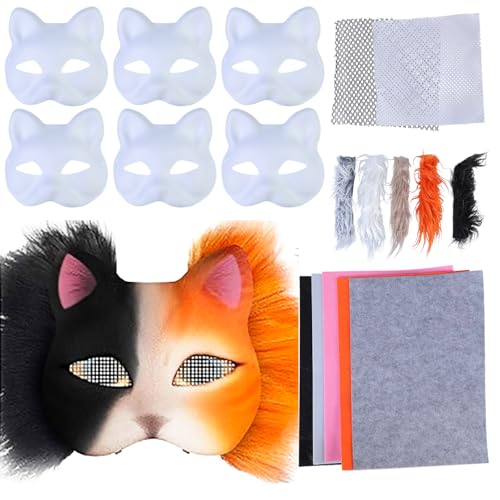 YUGSHNKFC Katzen Halloween Party Handbemalte Katzen mit Plüschstoff unlackiert Tiersets von YUGSHNKFC