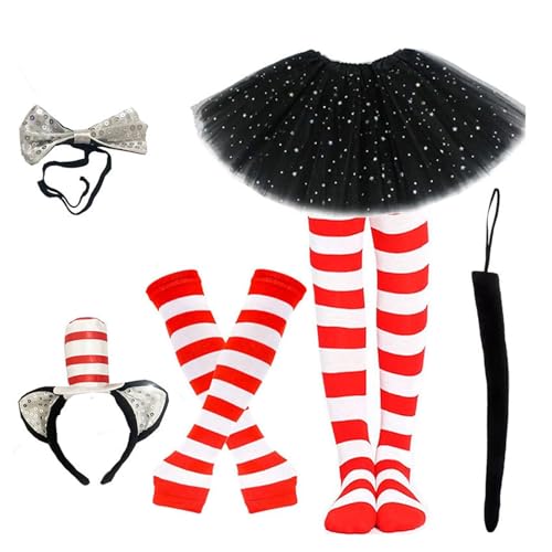 YUGSHNKFC Katzenkostüm mit Katzenschwanz, Fliege, Handschuh und Stirnband, Halloween-Tier-Outfit für Kinder, Damen, Halloween, Cosplay YUGSHNKFC Katzenkostüm mit Katzenschwanz, Fliege, Handschuh und Stirnband, Halloween-Tier-Outfit für Kinder, Damen, Halloween, Cosplay von YUGSHNKFC