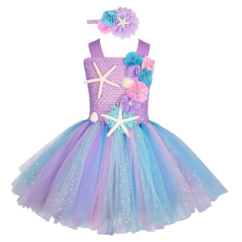 YUGSHNKFC Kinder Prinzessin Tüll Kleid Mit Blumenstirnbändern Tüllkleid Für Kostümpartys Kleine Kinder Rollenspiele Seamaids Kleid YUGSHNKFC Kinder Prinzessin Tüll Kleid Mit Blumenstirnbändern Tüllkleid Für Kostümpartys Kleine Kinder Rollenspiele Seamaids Kleid von YUGSHNKFC