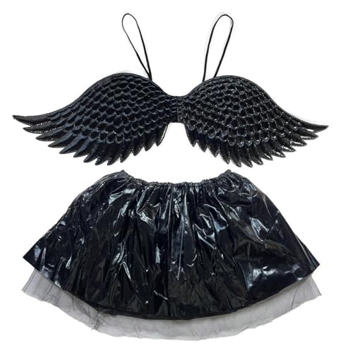 YUGSHNKFC Metallischer Flügel mit Rock, bequemes Tragen für Kinder, Mädchen, Geburtstag, Halloween, Cosplay, Party, Prinzessinnen-Kostüm-Set YUGSHNKFC Metallischer Flügel mit Rock, bequemes Tragen für Kinder, Mädchen, Geburtstag, Halloween, Cosplay, Party, Prinzessinnen-Kostüm-Set von YUGSHNKFC