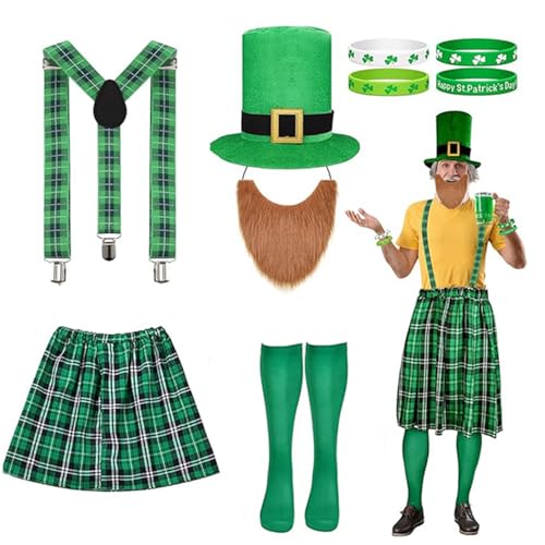 YUGSHNKFC Patricks Day Kostüm-Zubehör-Set, grüner Koboldhut, Schnurrbart für Patrick's Day, Urlaub, Party-Dekorationen YUGSHNKFC Patricks Day Kostüm-Zubehör-Set, grüner Koboldhut, Schnurrbart für Patrick's Day, Urlaub, Party-Dekorationen von YUGSHNKFC