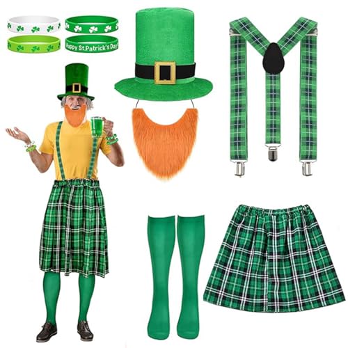 YUGSHNKFC Patricks Day Kostüm-Zubehör-Set, grüner Koboldhut, Schnurrbart für Patrick's Day, Urlaub, Party-Dekorationen YUGSHNKFC Patricks Day Kostüm-Zubehör-Set, grüner Koboldhut, Schnurrbart für Patrick's Day, Urlaub, Party-Dekorationen von YUGSHNKFC