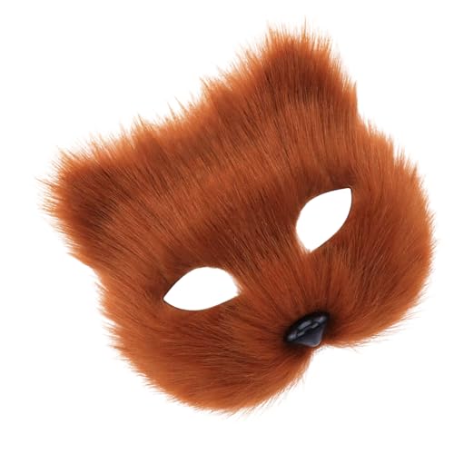 YUGSHNKFC Pelzige Katzen Halbgesichtsbrille Tierkatzen Cosplay für Männer Frauen Maskerade Halloween Party Make-up Kostüm von YUGSHNKFC