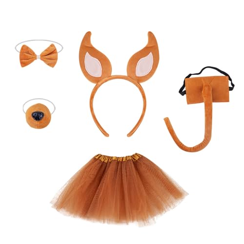 YUGSHNKFC Plüsch-Fuchsohren Haarreif, Schmetterlingsschwanz, falsche Nase für Hunde, Halloween-Kostüm-Set von YUGSHNKFC