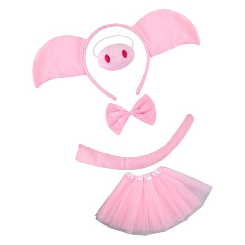 YUGSHNKFC Rollenspiel-Kostüm-Set mit Stirnband, Schwanz, Nase, Fliege, Rock, Halloween, Tier-Outfit für Kinder, Erwachsene, Cosplay von YUGSHNKFC