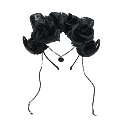YUGSHNKFC Schwarzes Antilopenhorn-Haarband, dunkle Rose, Haar-Accessoire für Halloween und Mottopartys, Kostümzubehör YUGSHNKFC Schwarzes Antilopenhorn-Haarband, dunkle Rose, Haar-Accessoire für Halloween und Mottopartys, Kostümzubehör von YUGSHNKFC