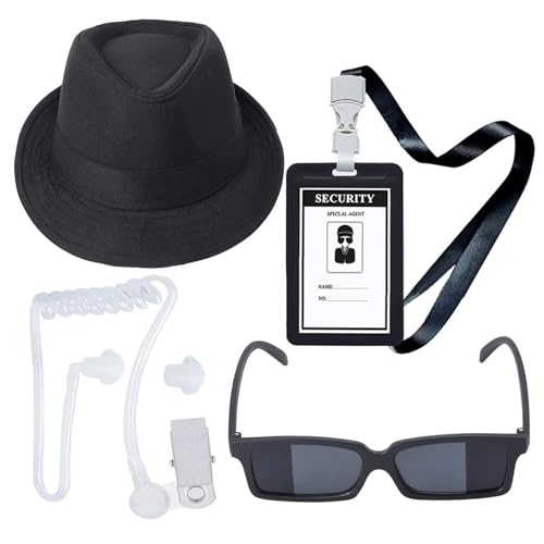 YUGSHNKFC Secret Service Outfit Sicherheitswächter Kostümzubehör Ohrhörer Krawatte Sonnenbrille Arbeit Genehmigung Für Halloween Cosplay YUGSHNKFC Secret Service Outfit Sicherheitswächter Kostümzubehör Ohrhörer Krawatte Sonnenbrille Arbeit Genehmigung Für Halloween Cosplay von YUGSHNKFC
