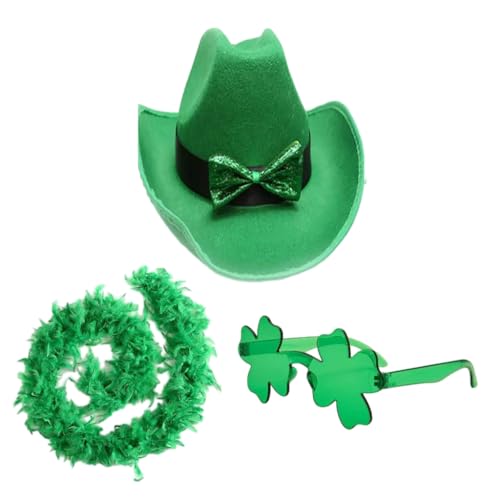 YUGSHNKFC StPatrick Day Hut Brille Schal Kostüm Set für Familientreffen, Party, Feier, Kopfbedeckung & Zubehör YUGSHNKFC StPatrick Day Hut Brille Schal Kostüm Set für Familientreffen, Party, Feier, Kopfbedeckung & Zubehör von YUGSHNKFC