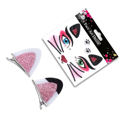 YUGSHNKFC Tier-Katzen-Kostüm, Katzenohren, Stirnband, Schwanz, Fliege, Tutus, Tier-Kostüm, Set, Halloween, Cosplay, Party-Zubehör von YUGSHNKFC