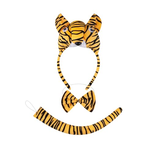 YUGSHNKFC Tier-Tiger-Kostüm-Set für Kinder und Mädchen, Tigerohren, Stirnband, Fliege, Gesicht, Aufkleber, Tiger-Schwanz, für Halloween, Cosplay-Party YUGSHNKFC Tier-Tiger-Kostüm-Set für Kinder und Mädchen, Tigerohren, Stirnband, Fliege, Gesicht, Aufkleber, Tiger-Schwanz, für Halloween, Cosplay-Party von YUGSHNKFC