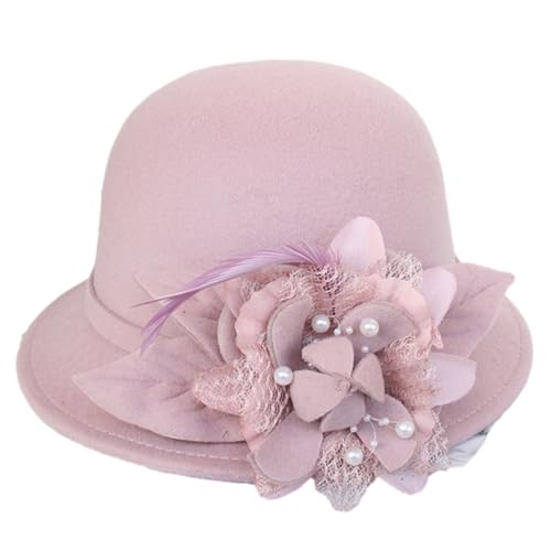 YUGSHNKFC Uni Blume Filz Derby Hut Frau Halloween Karneval Party Hut Faltbar Angler Festival Geschenke für Freundin YUGSHNKFC Uni Blume Filz Derby Hut Frau Halloween Karneval Party Hut Faltbar Angler Festival Geschenke für Freundin von YUGSHNKFC