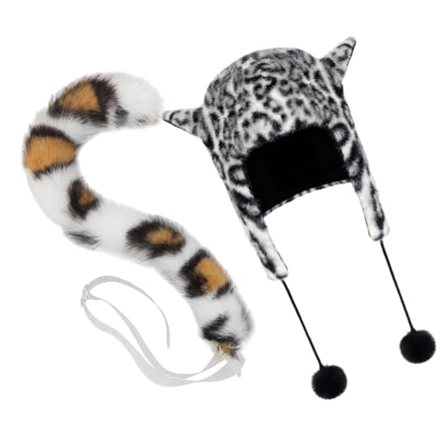 YUGSHNKFC Warmes Winterkostüm für Damen, Mütze und pelziger Tierschwanz, Ohrenklappen, Hut-Set, Halloween-Kostüm, Zubehör für Frauen und Mädchen YUGSHNKFC Warmes Winterkostüm für Damen, Mütze und pelziger Tierschwanz, Ohrenklappen, Hut-Set, Halloween-Kostüm, Zubehör für Frauen und Mädchen von YUGSHNKFC
