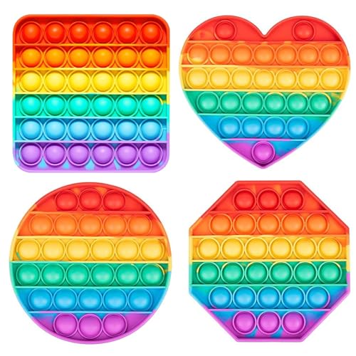4 Stück Pop It Set Spielzeug, Pop It Baby, Plopp Spielzeug, Für Kinder Und Erwachsene (Quadratisch, Rund, Achteckig, Herzförmig von YUGUOLAN