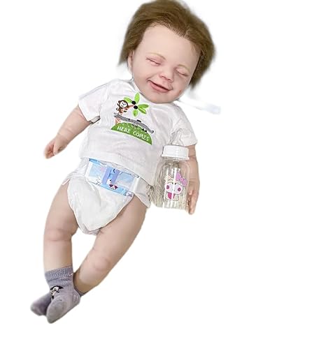 YUHENG Silikon-Miniaturpuppe für Mädchen,51 cm, realistisches Mini-Baby mit Kopf und Armen, lächelnd (52CM Junge) von YUHENG