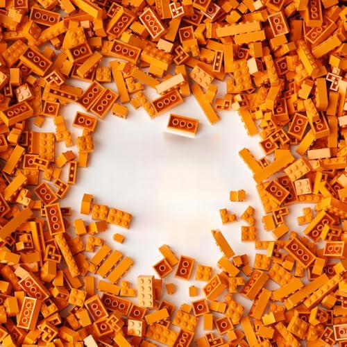 300-teiliges Sortimentspackung aus orangefarbenen Steinen, Zubehör zum Bauen mit 12 Größen, kompatibel mit Lego-Teilen und -teilen (Farbe: Orange) von YUJHITP