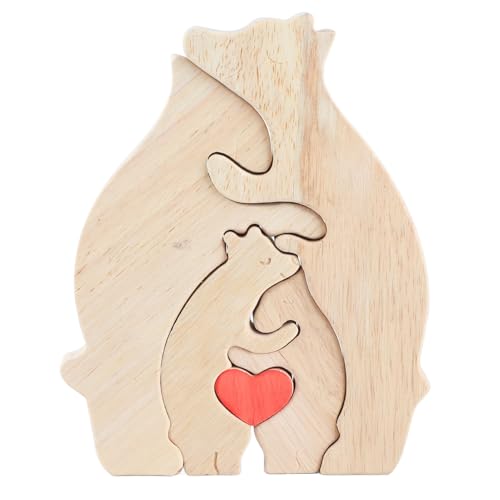 Holzbären Familie Puzzle Personalisierte niedliche Holzkunst -Puzzle für Mom Weihnachtsation Schlafzimmerregal von YULEESIYIP