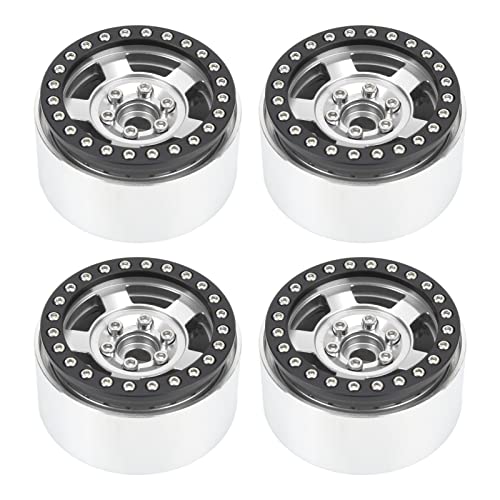 YULEESIYIP 4PCS RC Autorad professioneller Aluminiumlegierung Ersatz RC Wheel Felgen für 1/10 RC -Autos (Silver) von YULEESIYIP