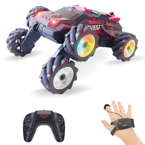 YULEESIYIP Fernbedienungsauto Elektrische Rennstunt -Auto mit Leichter Musik 360 ° Rotation 3 Batterien 6WD handgesteuerte Geste Off Road Vehicle Jungen Mädchen Gelb (-1) von YULEESIYIP