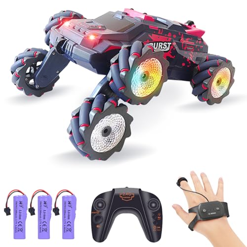 YULEESIYIP Fernbedienungsauto Elektrische Rennstunt -Auto mit Leichter Musik 360 ° Rotation 3 Batterien 6WD handgesteuerte Geste Off Road Vehicle Jungen Mädchen Gelb (-3) von YULEESIYIP